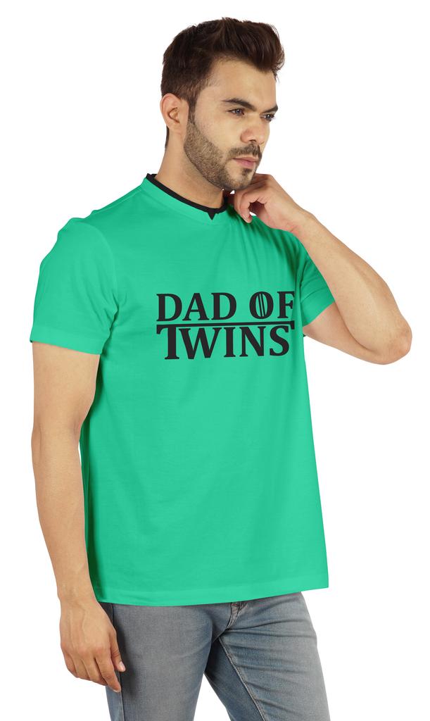Inkmeso "Dad of Twins" Graphic Tshirt Cotton Jersey Half Sleeve Shirt for