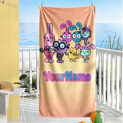 Wow! Wow! Wubbzy Customizable Name Beach Towel High Absorbency & Quick-Dry Portable for SwimmingBeachCamping Travel Beach AccessoriesGym