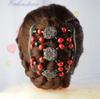 Sunflower Style Wooden Bead Hair Comb - Double Row, Versatile Handmade Hair Accessory.