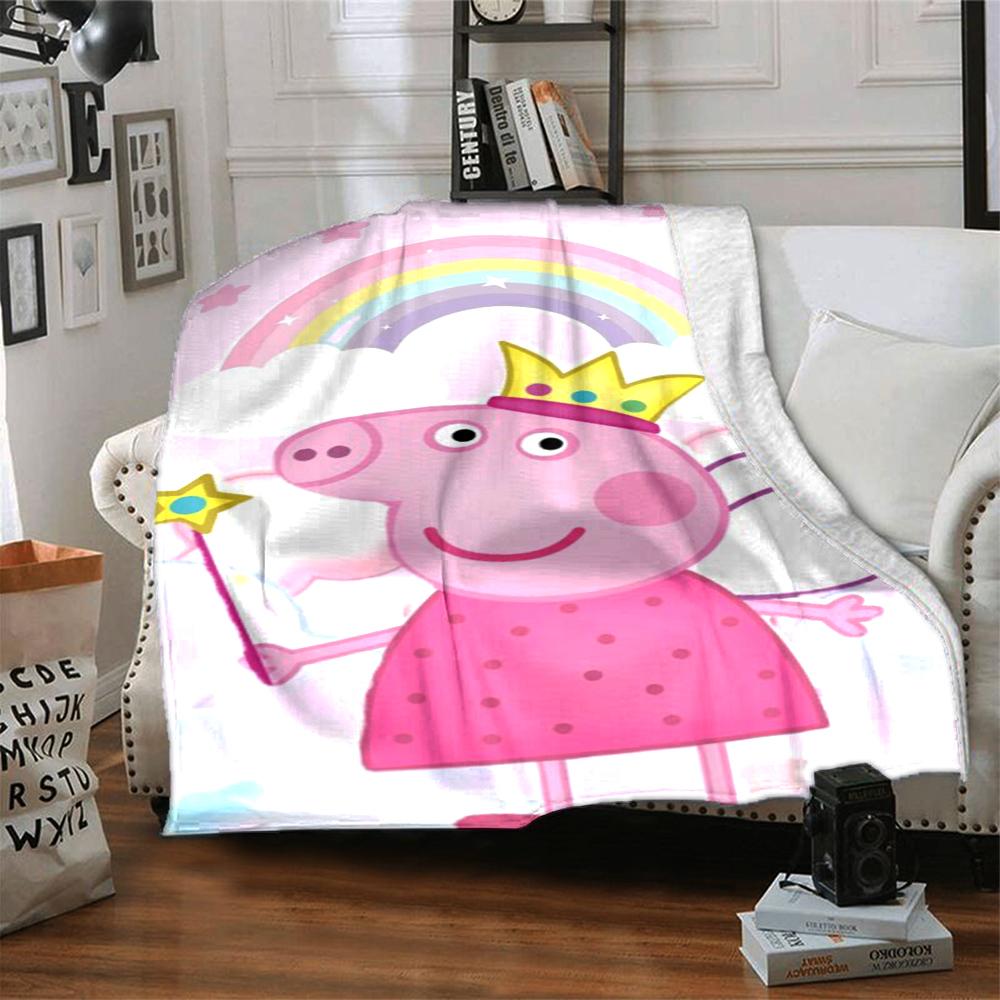 Peppa Pig Theme Printed Blanket - Perfect for Couch, Bed, Travel & Outdoor Use | Machine Washable, Cozy & Durable.