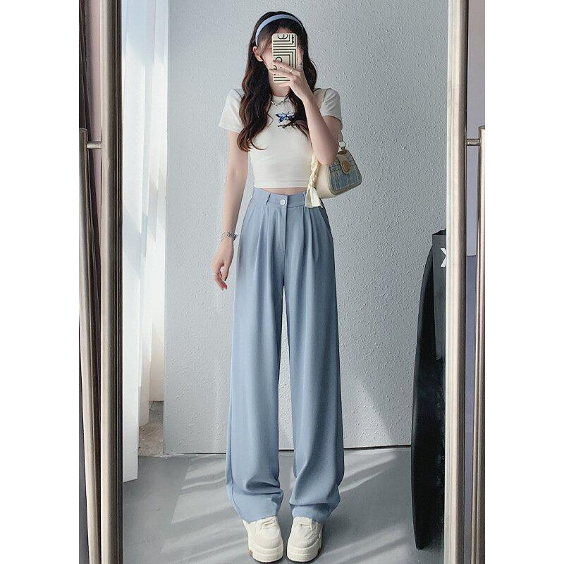 Suit Pants High Waist Casual Straight Pants Loose Drape Small Trousers