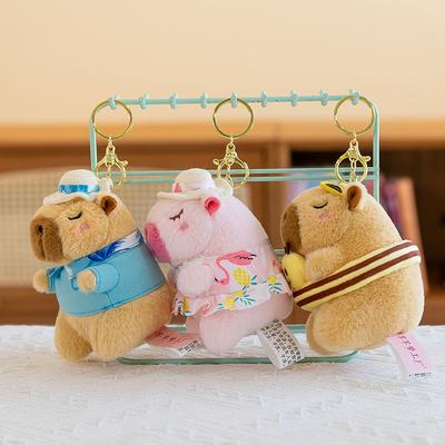 Cute Summer Card Capybara Small Pendant Car Keychain Doll Bar Throw Pillow Doll Plush Toy
