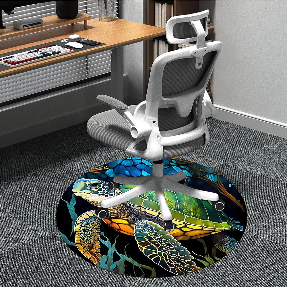 

1pc Sea Turtle Print Chair Carpet for Office, Soft Comfortable Mat For Office, Living Room, Bedroom, Machine Washable Carpet yy251112078 80cm by 80cm