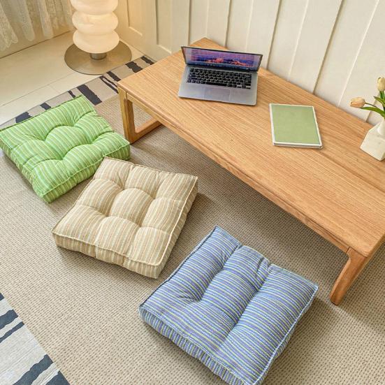 18" X 18" Seat Cushion Thickened Square Office Chair Pad Striped Soft Padded Hip Cushion Modern Floor Sitting Pad for Home Living Room Bedroom