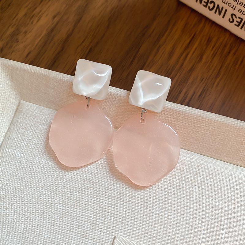 Super fairy pink flower love fringed earrings versatile temperament earrings light luxury earrings women