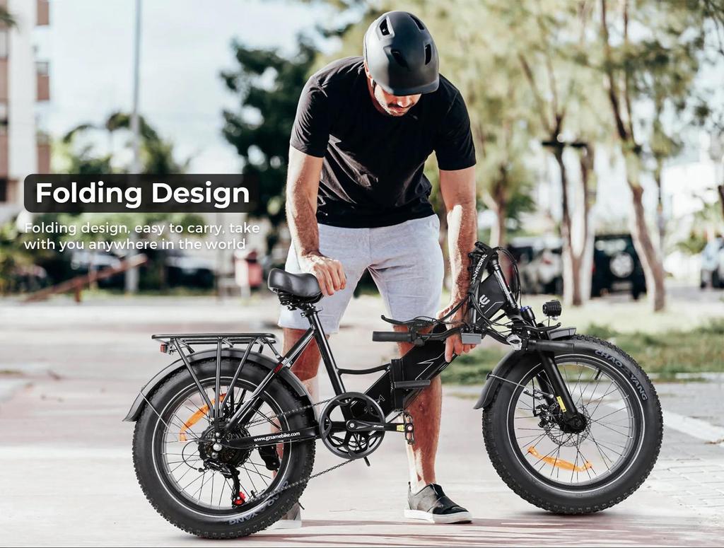 SAMEBIKE LOTDM200-II 750W 48V 13AH Folding Electric Bicycle for Adults 20 X 4.0 Inch Fat Tire Mountain E-bike With Removable Battery