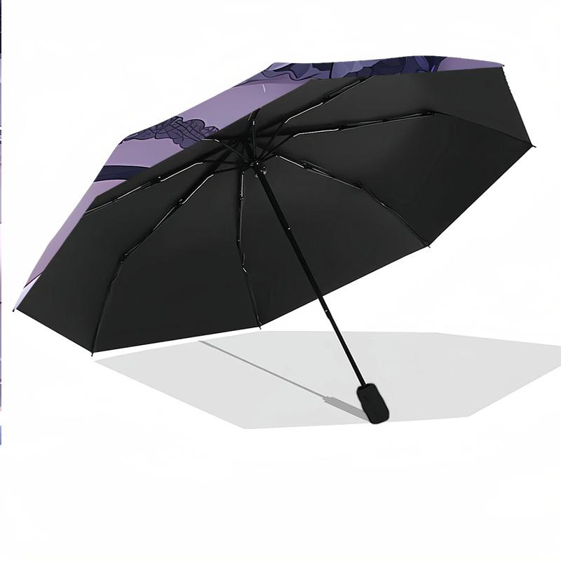 8‑Rib Automatic Umbrella, Butterfly Design Foldable Umbrella for Sun Rain Protection Travel