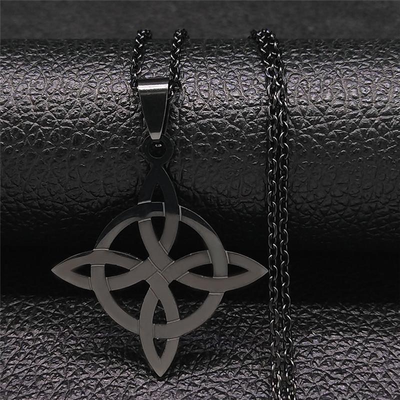 Stainless Steel Celtic Knot Witch Necklace for Men Women Wicca Jewelry Witchcraft Nudo de Bruja N4273