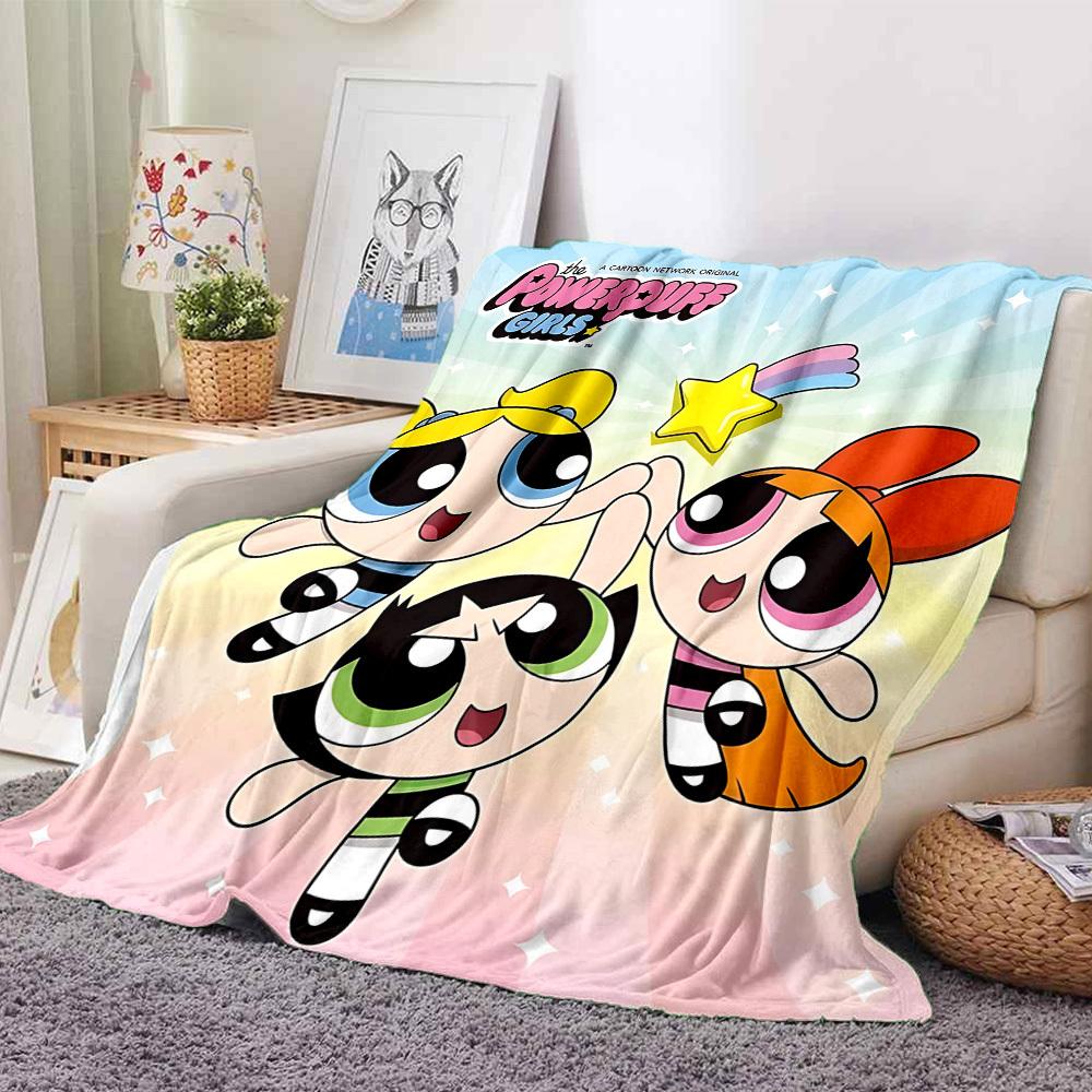 1pc Powerpuff Girls Friendship Flannel Throw Blanket Lightweight Soft Warm All Season Blanket for Sofa, Bed, Travel,L1028129