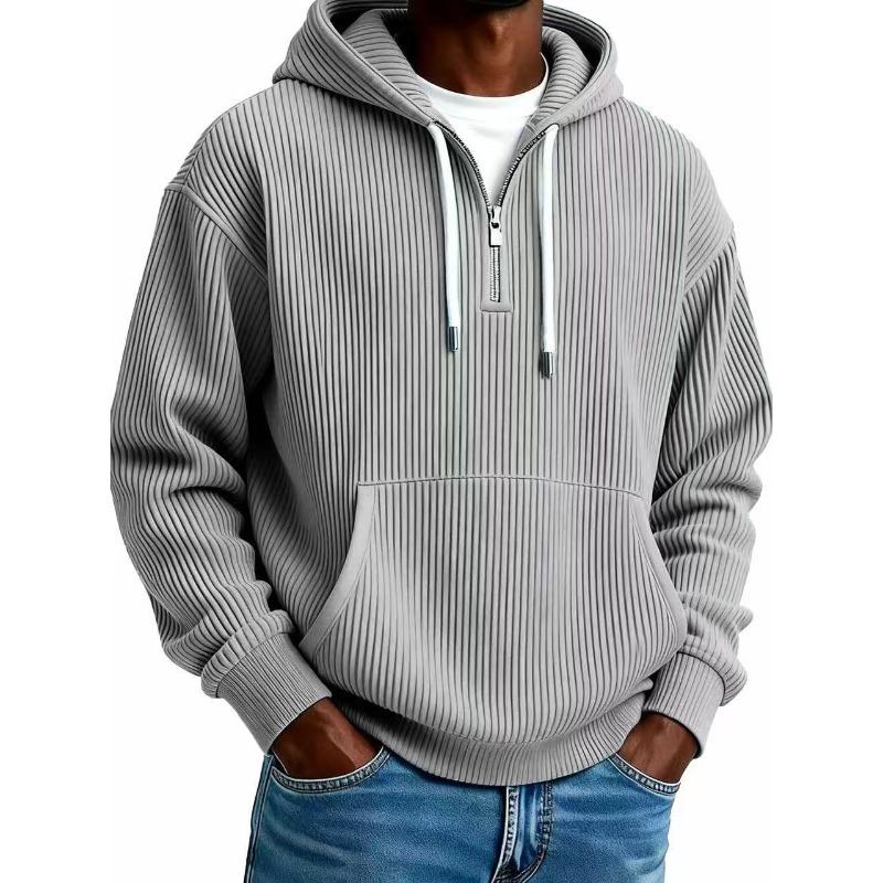 QICED Men's Fashion Autumn/Winter Long Sleeves Hooded Casual Solid Color Print Autumn Winter Hoodie