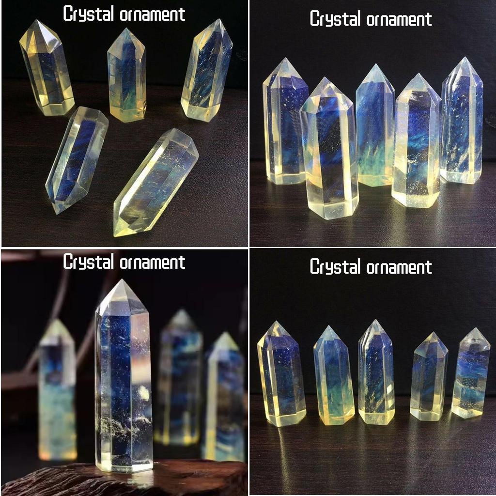 Modern Minimalistisk Kristallinredning Gul Smältande Sten Enkel Spets Sexkantigt Prisma