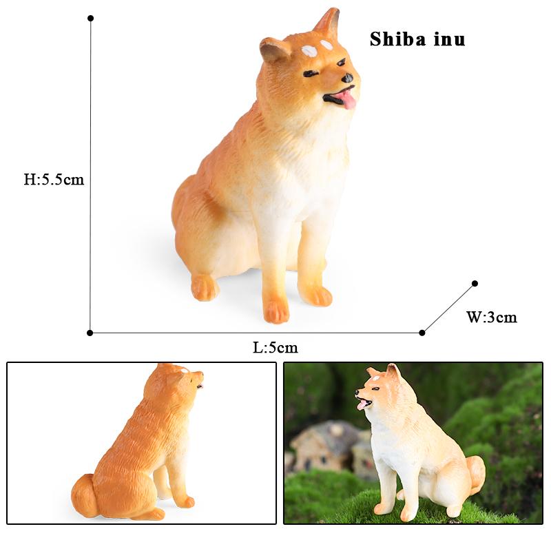Oenux Dog Animals Model Bulldog Corgi Shiba Inu Husky Pug Schnauzer Chihuahua Puppy Figurines PVC Cute Collection Toy Kid Gift