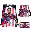 Set Zaino Scolastico per Bambini a Tema Messi con Borsa a Tracolla Astuccio per Studenti Elementari