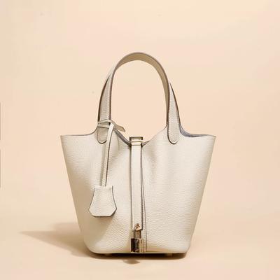 Leather Togo First Layer Cowhide New Vegetable Basket Bag Women's Bucket Bag Women's High-end Commuter Bag