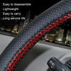 Car Steering Wheel Stitch On Wrap Cover, Universal Car Steering Wheel Cover, Hand Sewing Perforated Microfiber Leather Steering Wheel Cover(Black