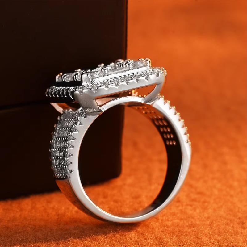 Popular European and American Models Inlaid with Shining Zircon Ring-925 Silver-plated French Bread Shape Design-holiday Gift