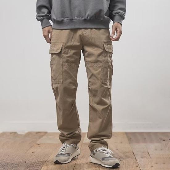 Herren Cargohose Loose Einfarbig Vintage Style High Street Style Weites Bein Gerades Bein Multi Taschen Streetwear Outdoor Reisehose
