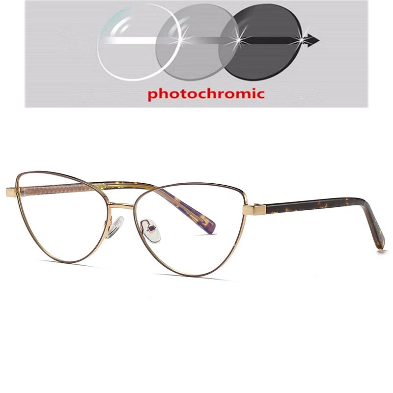 0 -0.5 -0.75 To -6.0 Blue Light Blocking Cat Eye Nearsighted Glasses For Women Metal Shortsighted Prescription Glasses Women