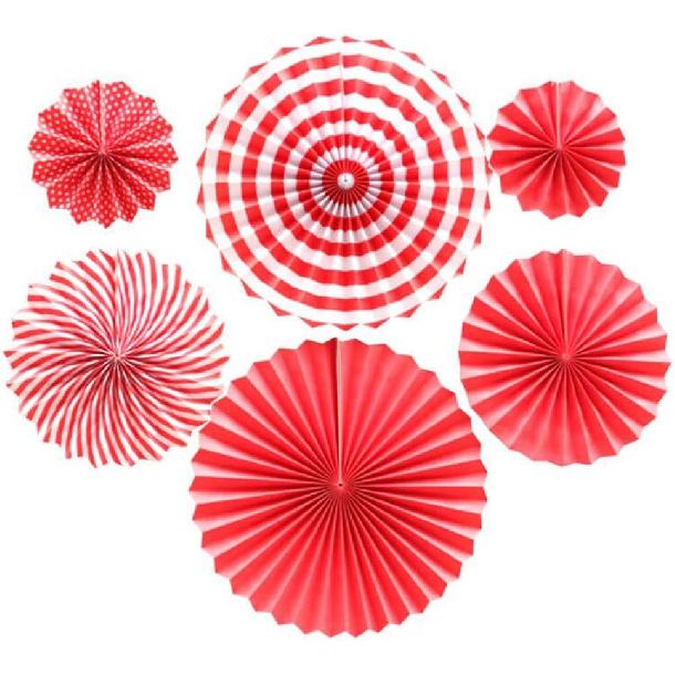 Ruidee 6 PCS Paper Fan Decorations Hanging Paper Fans Decorations with Colorful Paper Fans Rainbow Hanging Paper Fan for Party Decorations Festival