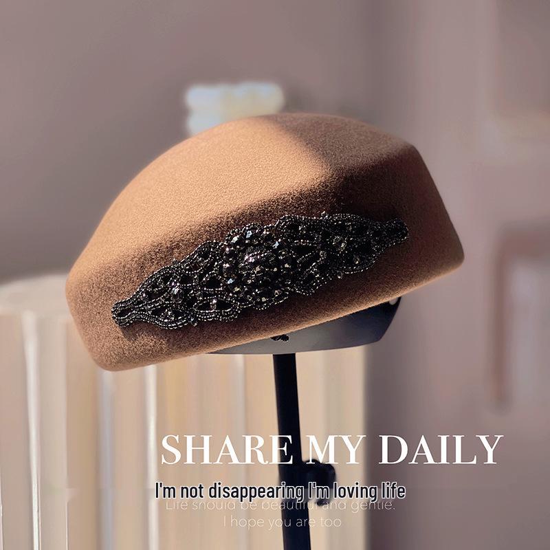 

Australian Wool Felt Beret: High-End Retro Painter Style for Autumn/Winter M (56-58cm)