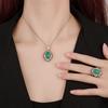 Jewelry Copper Bottom Gold-Plated Ice Seed Fluorescence Simulation Chalcedony Plain Surface Temperament Set 10 * 14