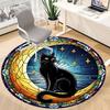 1pc Stained Glass Cat Office Round Area Rug,  Mat Suitable For Office, Under Office Chairs Bedroom Living Room Home Decor, Room Deco