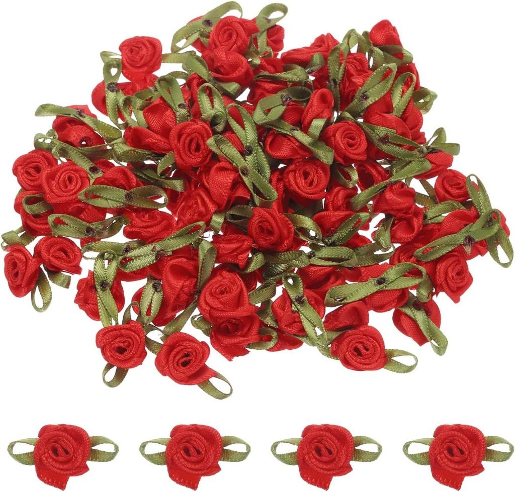 30 ks Kávové stuhové růže Mini růžičky pro tvoření Malé saténové mašličky Růže Umělé květiny.