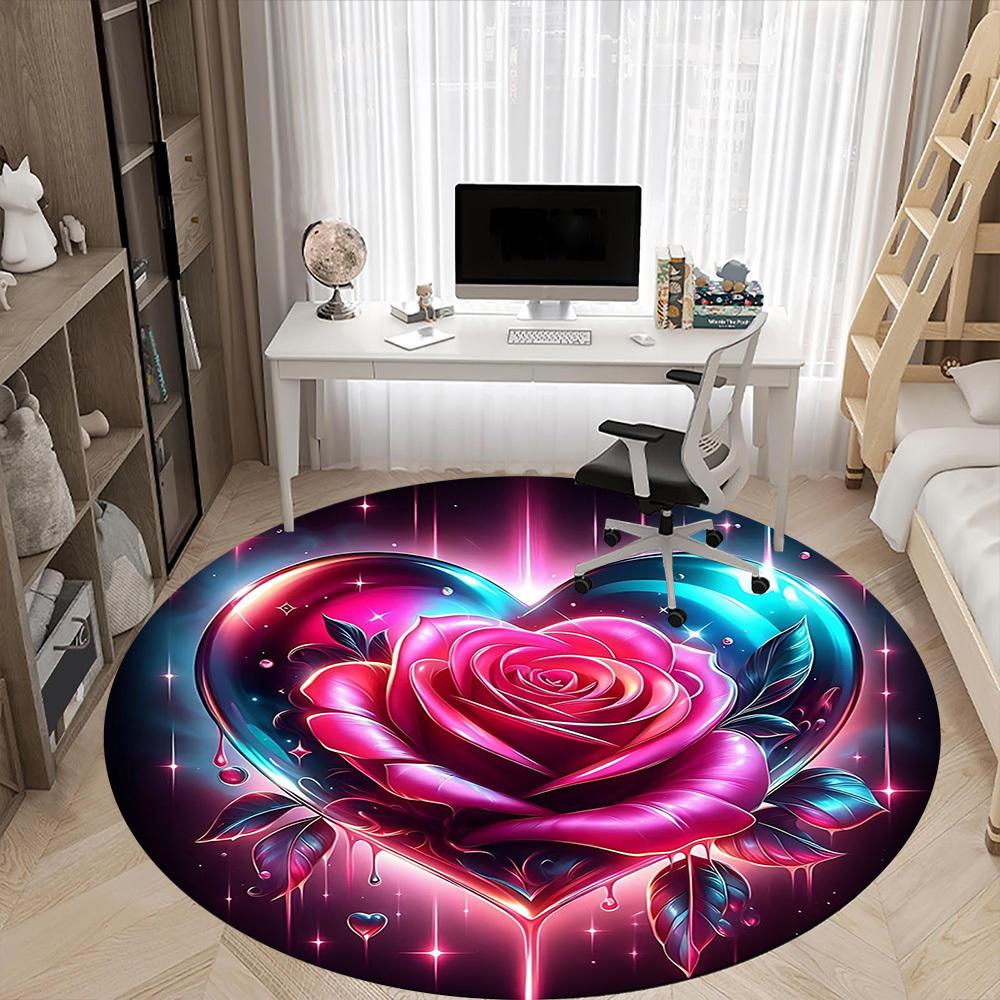 1pc Heart Rose Decorative Chair Carpet for Office  Machine Washable Rug for Office,  Good Gift for Family or Friends Yy251225254
