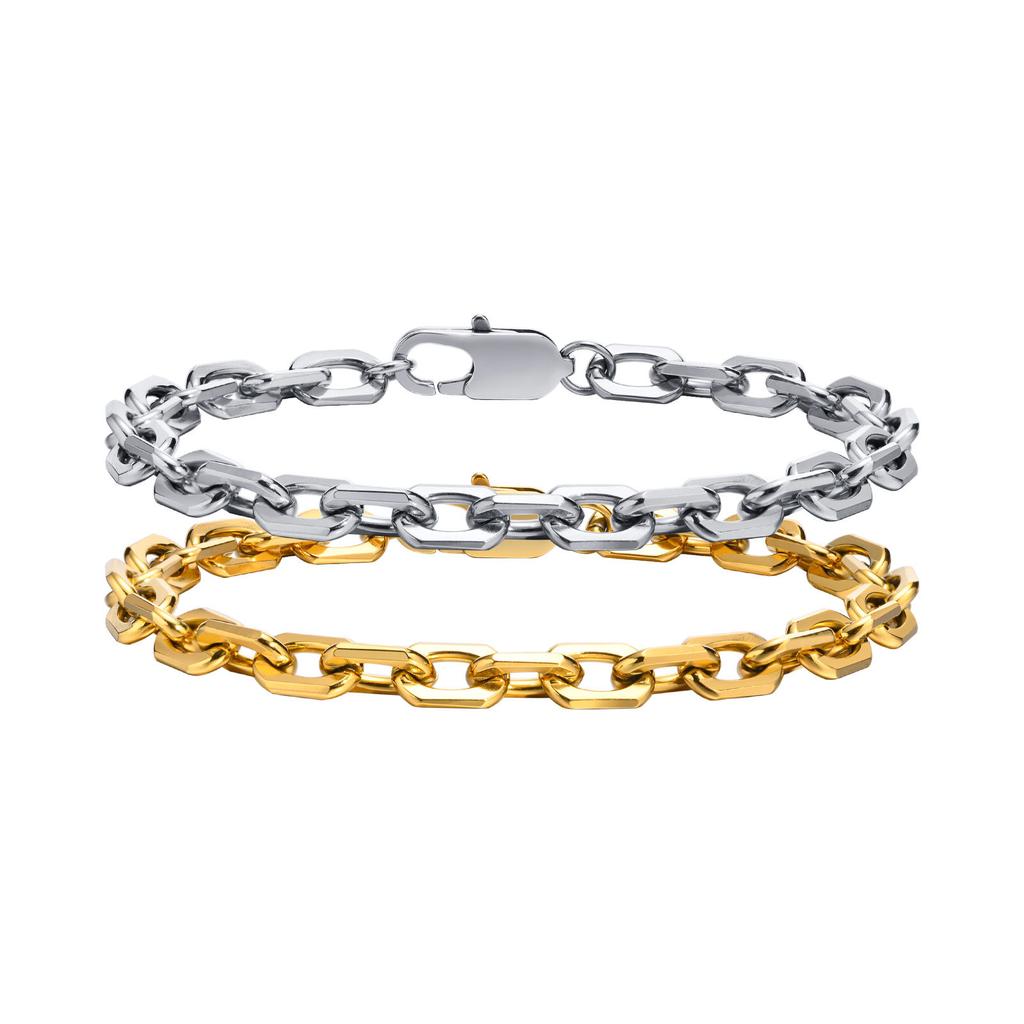Vintage Rolo Chain Bracelets for Men,Retro Grey Waterproof Stainless Steel Links Wristband, Casual Cable Chain Jewelry