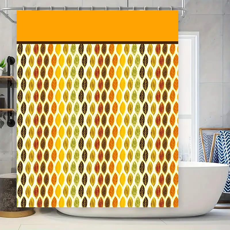 

Charming Floral Shower Curtain with Orange Accents for Bathroom Decor – Printed Waterproof Fabric in Multicolor Leaves Pattern 7 90x180cm