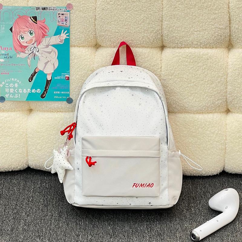 Schoolbag High-value schoolbag Female college student Large capacity Mori print cute backpack Junior high school student lightweight travel backpack