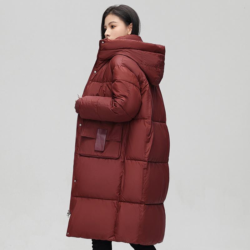 Women's windproof lightweight hooded fluffy warm and cold loose long casual sports jacket high quality fabric cotton jacket coat