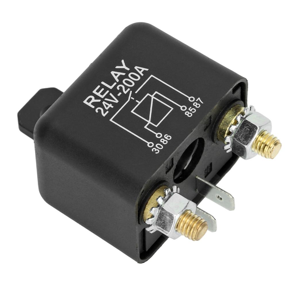 24V 200A Car Starter Relay, High Current Normally Open Brass Coils 4-Pin, for Split Charging, Vehicle Starter Stage for Automobiles, Vehicles