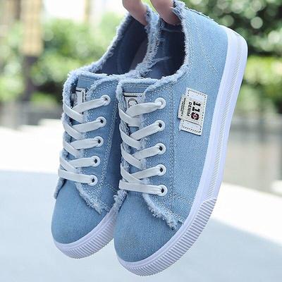 Spring Summer Women Canvas Shoes Flat Sneakers Women Casual Shoes Low Upper Lace Up White Shoes 35-41