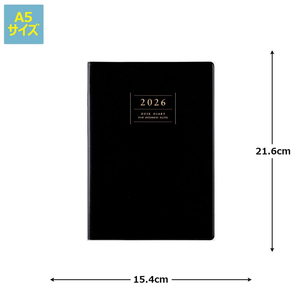 Takahashi 2026 A5 Weekly Desk 53 January Diary, Black, No. (Starts 2026)