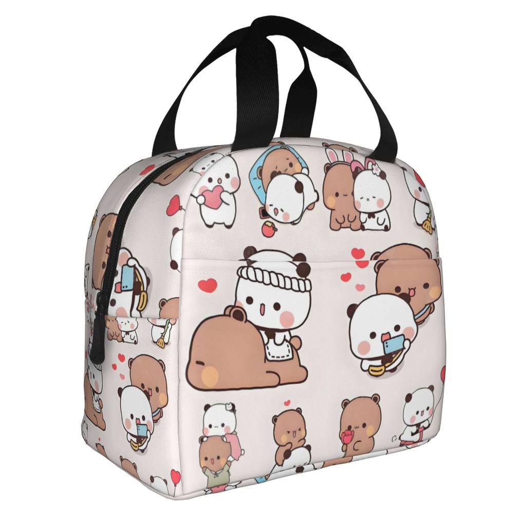 Kawaii Dudu Bubu Perzik En Goma Geïsoleerde Lunchtas voor Beer Panda Herbruikbare Thermische Koeltas Voedsel Lunchbox Werk School