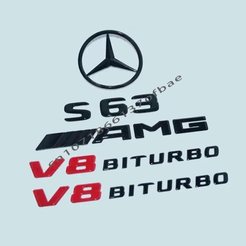 

3D ABS Black silver S63 S65 Embelm Letters V8 BITURBO 4MATIC For Mercedes Benz W222 S63 S65 AMG Badge AMG Sticker Accessories