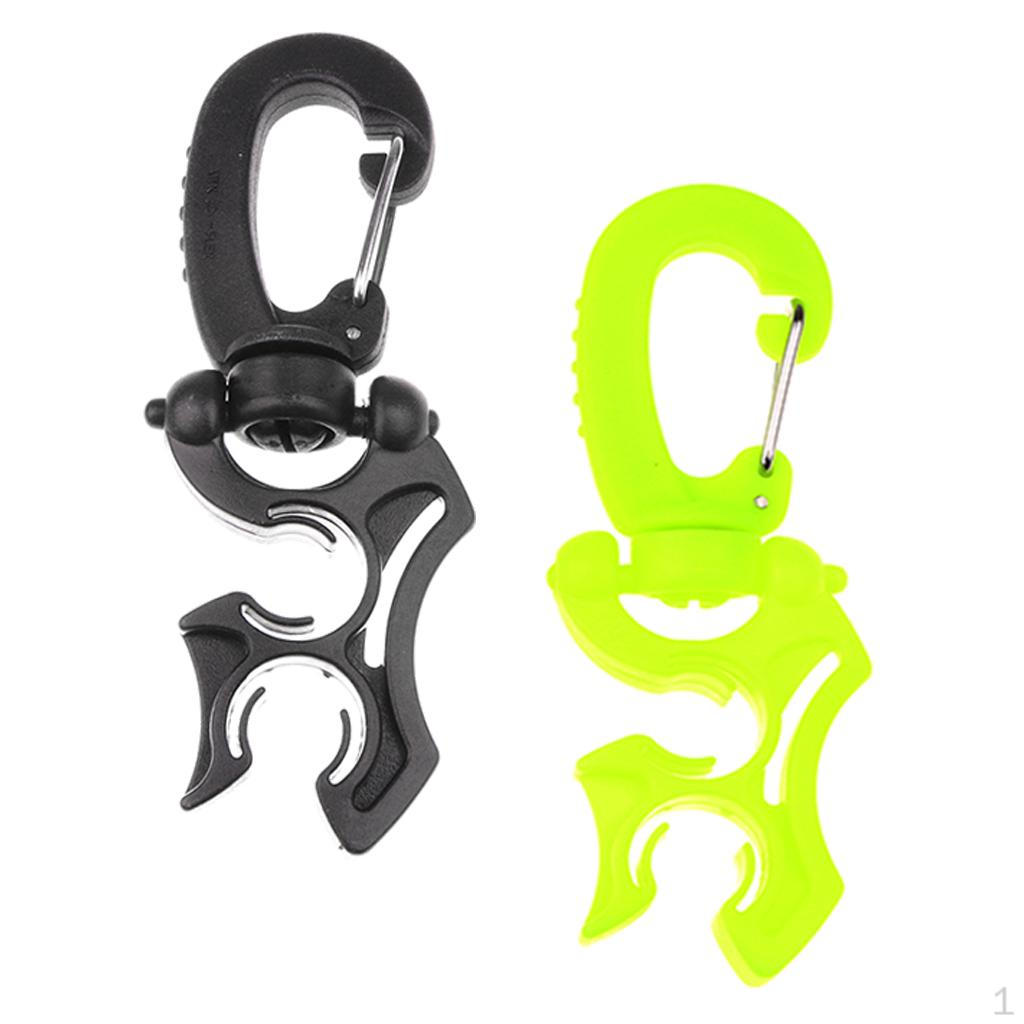 2Pcs Scuba Diving Underwater Plastic Double BCD Hose Holder With Clip Hook 100pcs 35mm -