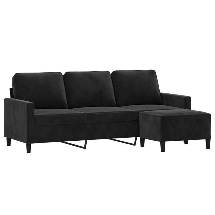 VidaXL 3-seater Sofa with Footrest Black 180 Cm Velvet, Sofa, Sofa with Footrest, Three-seater Sofa, 3201060