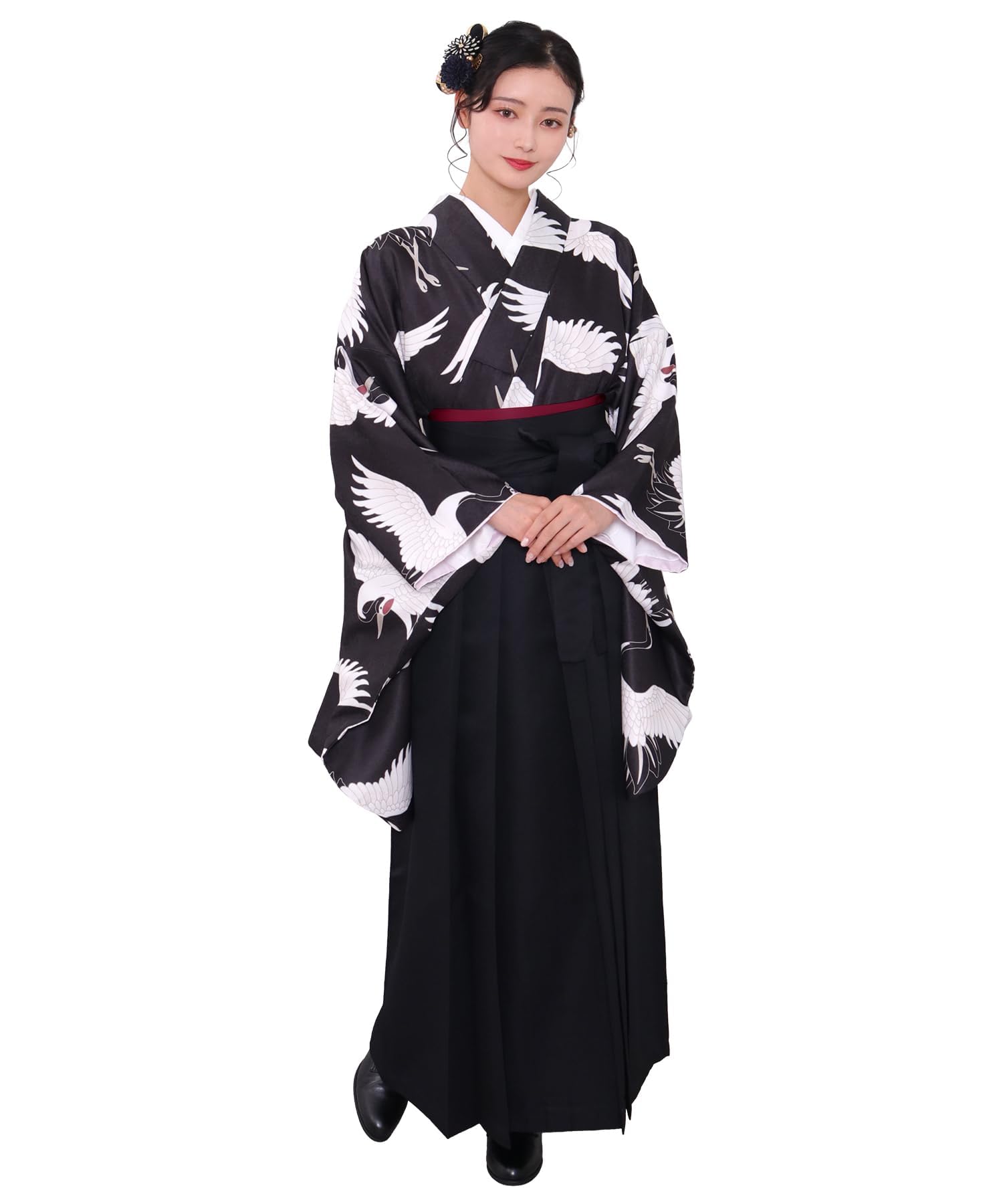 

Рукав хакама однотонный выпускной комплект хакама E женский Koga благоприятный хакама [KYOETSU] комплект, кимоно два сяку, хакама, церемония, 4 предмета (кимоно, хакама,