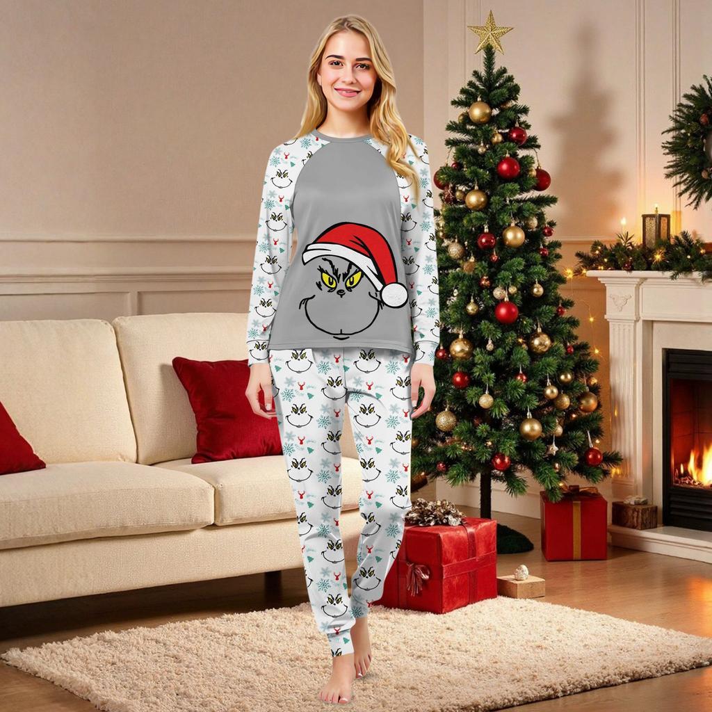 Family Matching Print Sets Pajamas Loungewear Outfits Family Matching Long Sleeve Tops+Pants Set