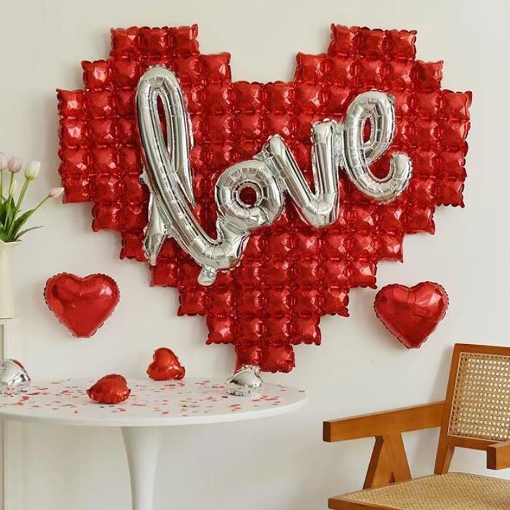 Wedding Season Love and Red Heart Balloon Set, Wedding Season Decoration, Anniversary, Romantic Mother's Day Decoration