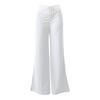 Women High Waist Long Pants Hollow Elastic Waistband Wide Leg Casual Trousers Solid Color Loose Fit Trousers