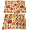 4Pcs Thanksgiving Autumn Pumpkin Kitchen Dining Table Decor Accessories Placemat Heat Resistant Linen Tableware Pads Mats