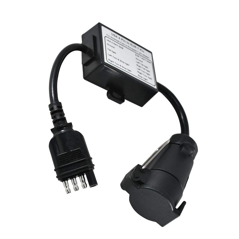 1Pc Trailer Light Converter American 4-Way Flat Plug to 7‑Pin European Round Plug Connector Stop/Brake Signal Separating