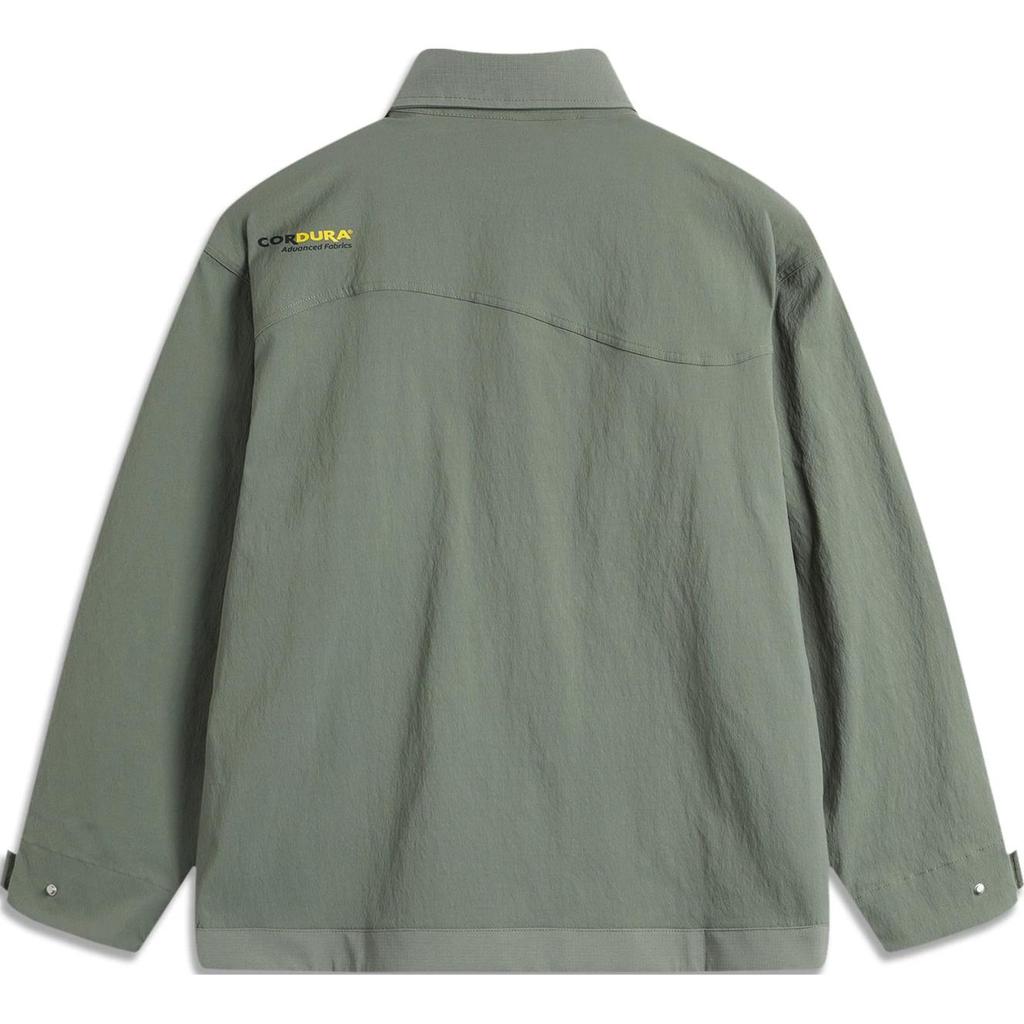 Li Ning Outdoor Series CF Water Series Solid Color Zip Collar Loose Water-Resistant Jacket Men Jackets Dark-Green AJDU281-1