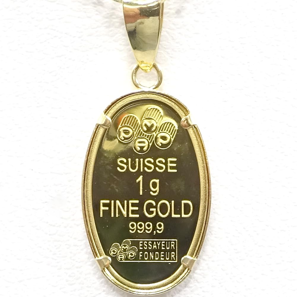 Pure Gold Coin Oval Portrait of 24K Gold 18K Gold A00775 Pendant, 1.0 Gram, Form, Mary, Frame, Frame, [Gift Wrapped]