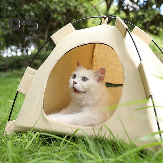 Pet Tent Outdoor Cat House with Non-Slip Bottom UV-Resistant Portable Foldable Indoor Outdoor Sunshade Cat Tent Dog House
