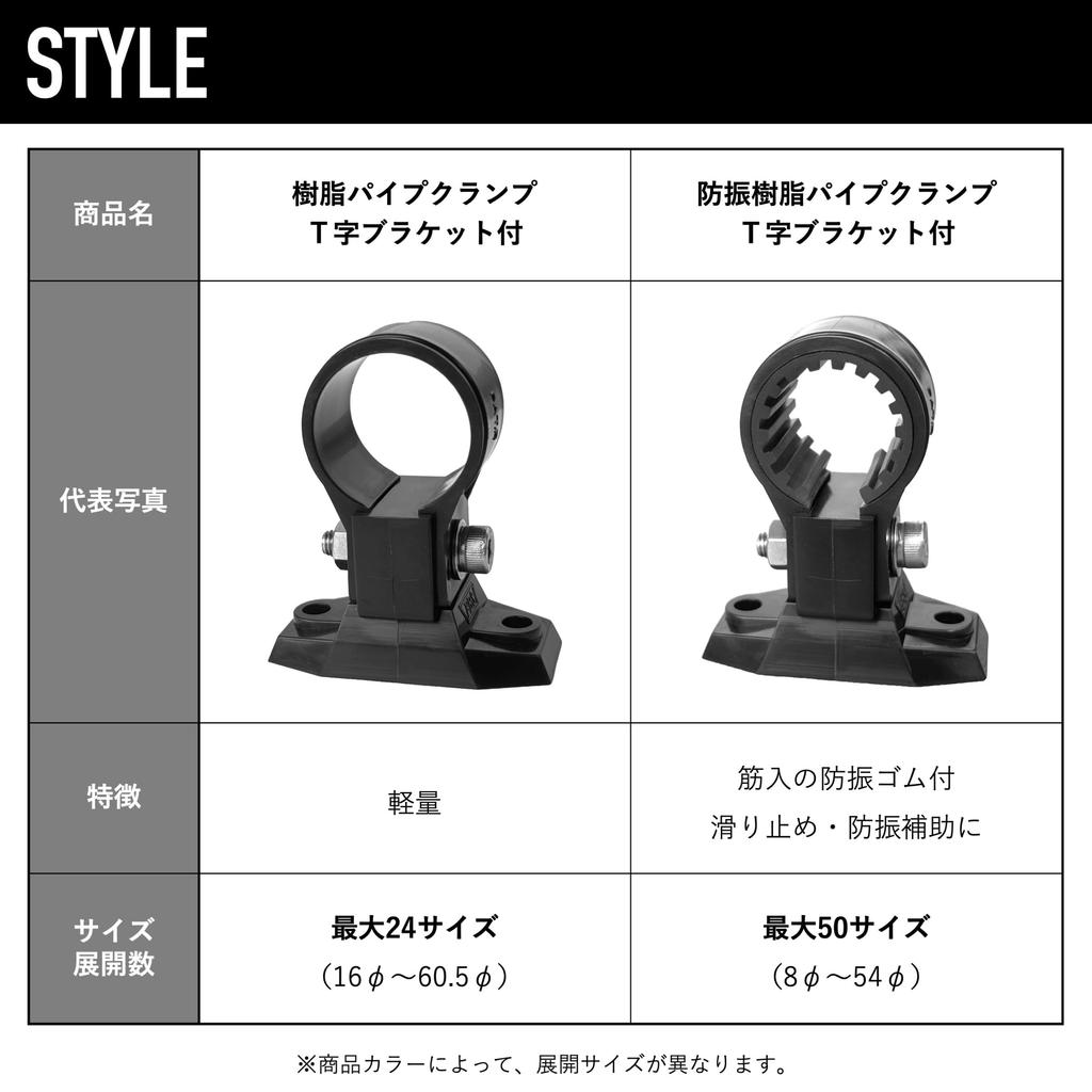 Kouei Kasei KFBS24-3805 Resin Pipe Clamp with T-shaped Bracket, 1.5 inches (37.6 mm), Pipe