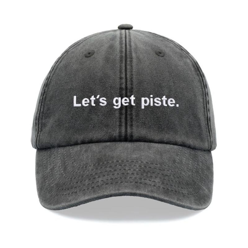 1pc "Let's Get Piste" Baseball Caps for Women,Vintage Washed Unisex Dad Hat Low Profile Adjustable Faded Sports Sun Hiking,wear